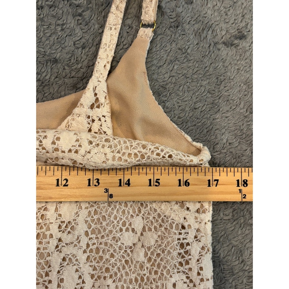 Cabi Lace Overlay Cami Tank Top Womens Small Ivory Floral Crochet Layered 798 - Picture 3 of 5